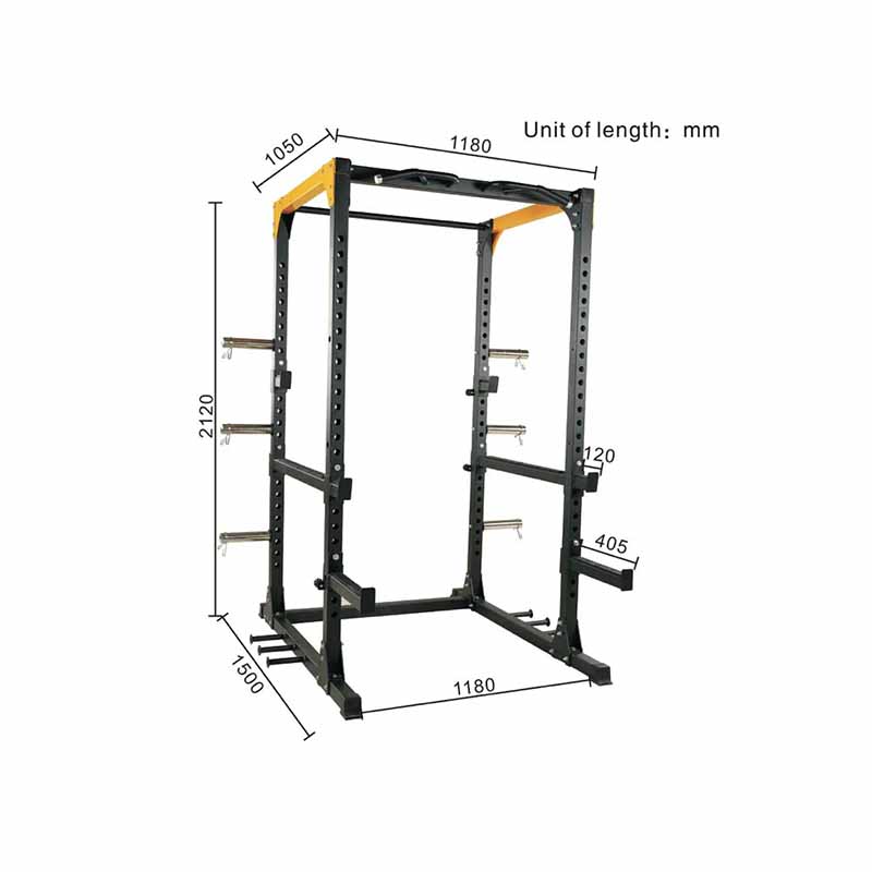 Rack a squat Noir et jaune - Fitness Dépôt +