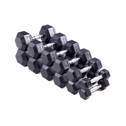 Haltère hexagonal en caoutchouc choix entre 3lb et 125lb - Fitness Dépôt +