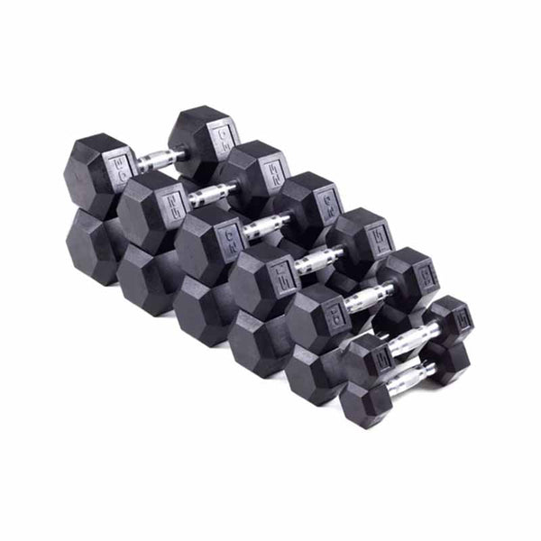 Haltère hexagonal en caoutchouc choix entre 3lb et 125lb (SANS ODEUR)