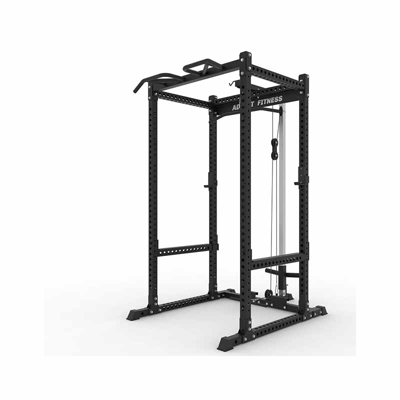 Rack à squat Addict fitness Elite / avec plusieurs attachements (Lat Pulldown-Spotter Arm-Landmine) - Fitness Dépôt +