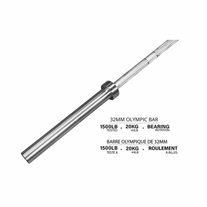 Barre olympique Northern Lights - 86", 32 mm, 44LB - Roulement - Fitness Dépôt +