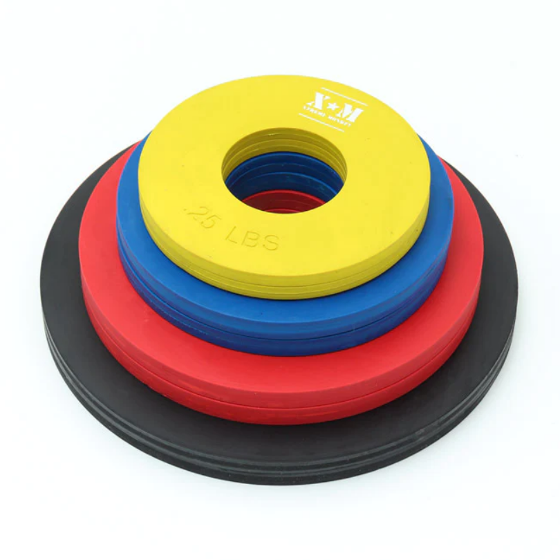 Plaques de poids fractionnées en caoutchouc XM Competition - Paires de 0,25, 0,5, 0,75 et 1 lb - Ensemble de 5 lb - Fitness Dépôt +