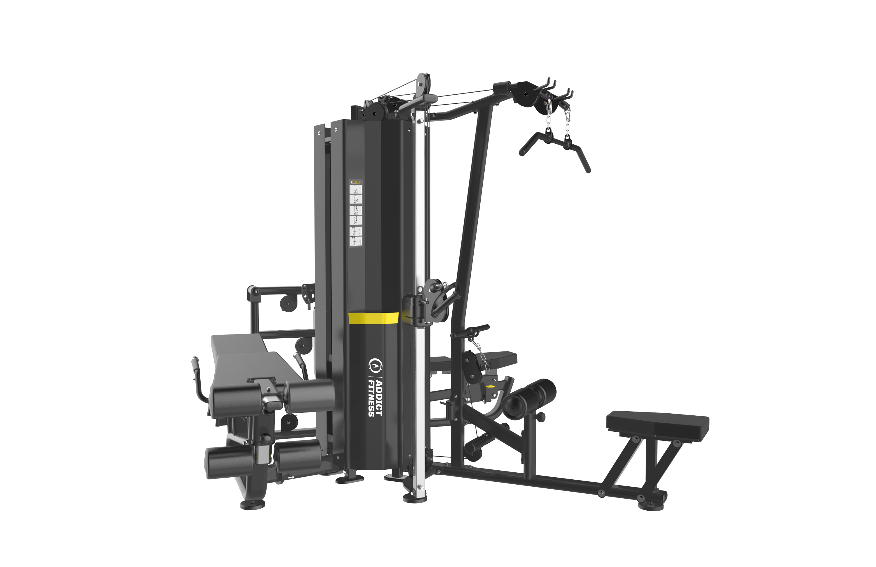 Multi station commercial 3 Stack Addict fitness - Fitness Dépôt +