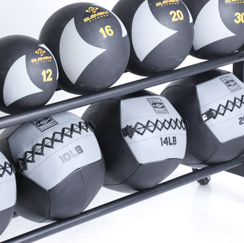 Support commercial à balles médicales XM à 3 niveaux avec roues - Fitness Dépôt +