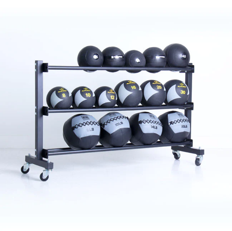 Support commercial à balles médicales XM à 3 niveaux avec roues - Fitness Dépôt +