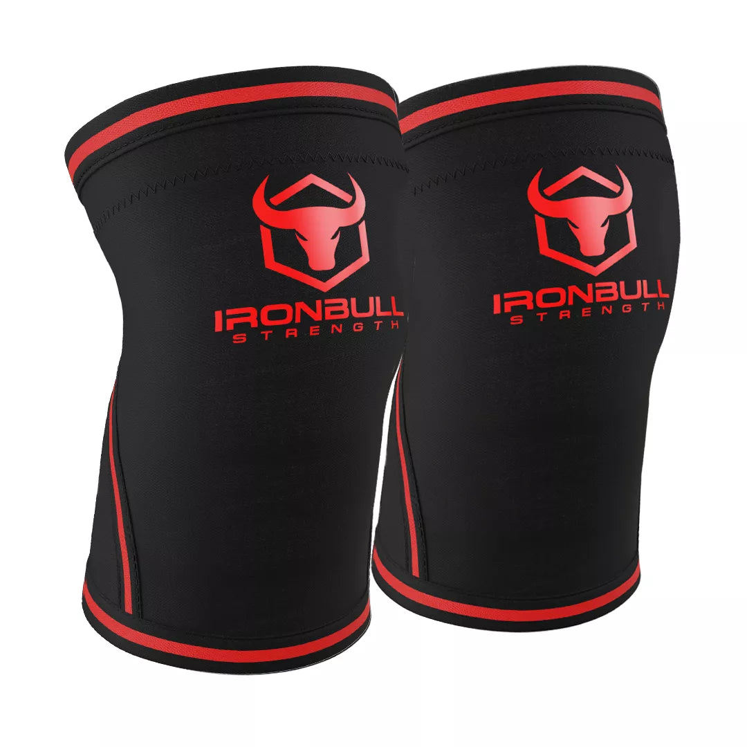 7mm Knee Sleeves - Black/Red / 2XL - Fitness Dépôt +
