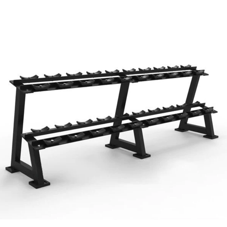 Support d'haltères commercial à deux niveaux pour 10 paires - Fitness Dépôt +