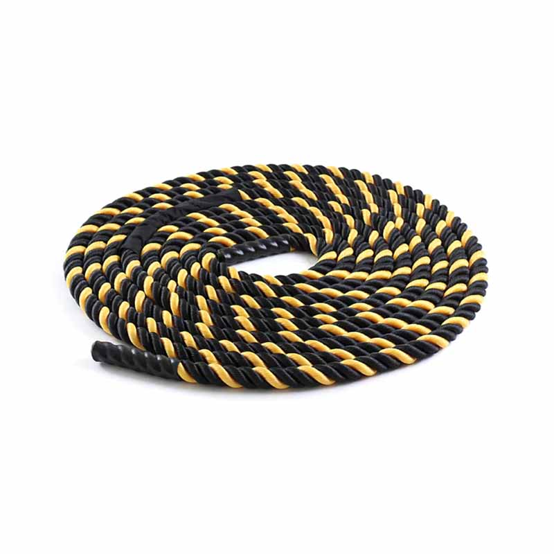 Corde de combat ondulée en nylon noir/jaune de 50' - Fitness Dépôt +