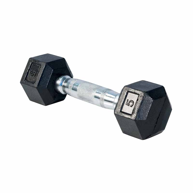 Haltère hexagonal en caoutchouc choix entre 3lb et 125lb - Fitness Dépôt +