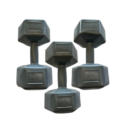 Haltère hexagonale revêtue de PVC - Fitness Dépôt +