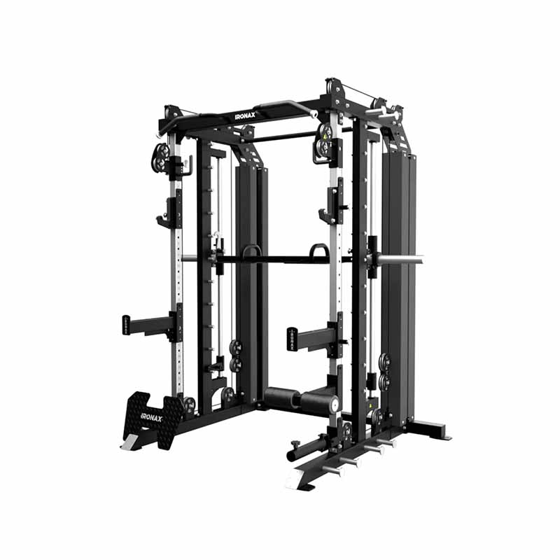 Bundle Smith machine Ironax – Smith + banc + barre + poids - Fitness Dépôt +
