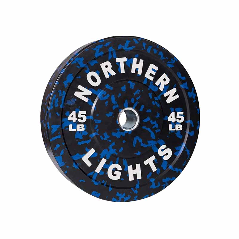 Plaque de pare-chocs olympique Northern Lights Fleck, 45 lb, bleu - Fitness Dépôt +
