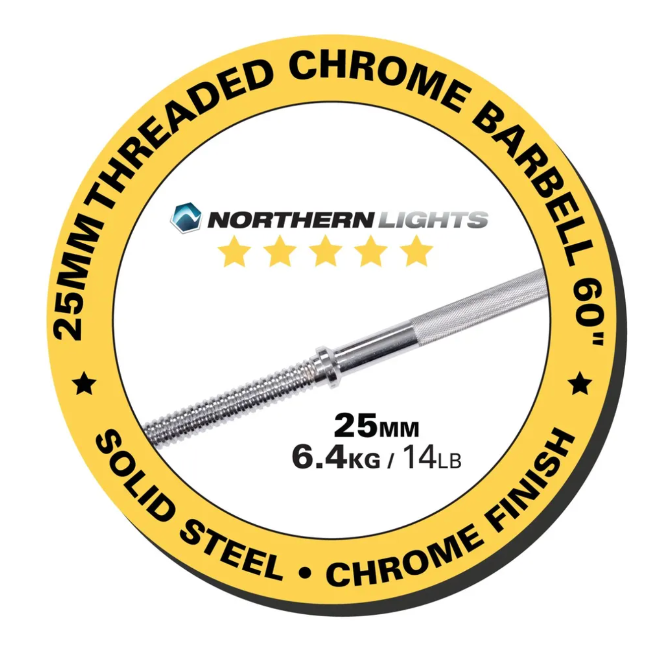 Haltère fileté chromé 60" Northern Lights (sans colliers) - Fitness Dépôt +