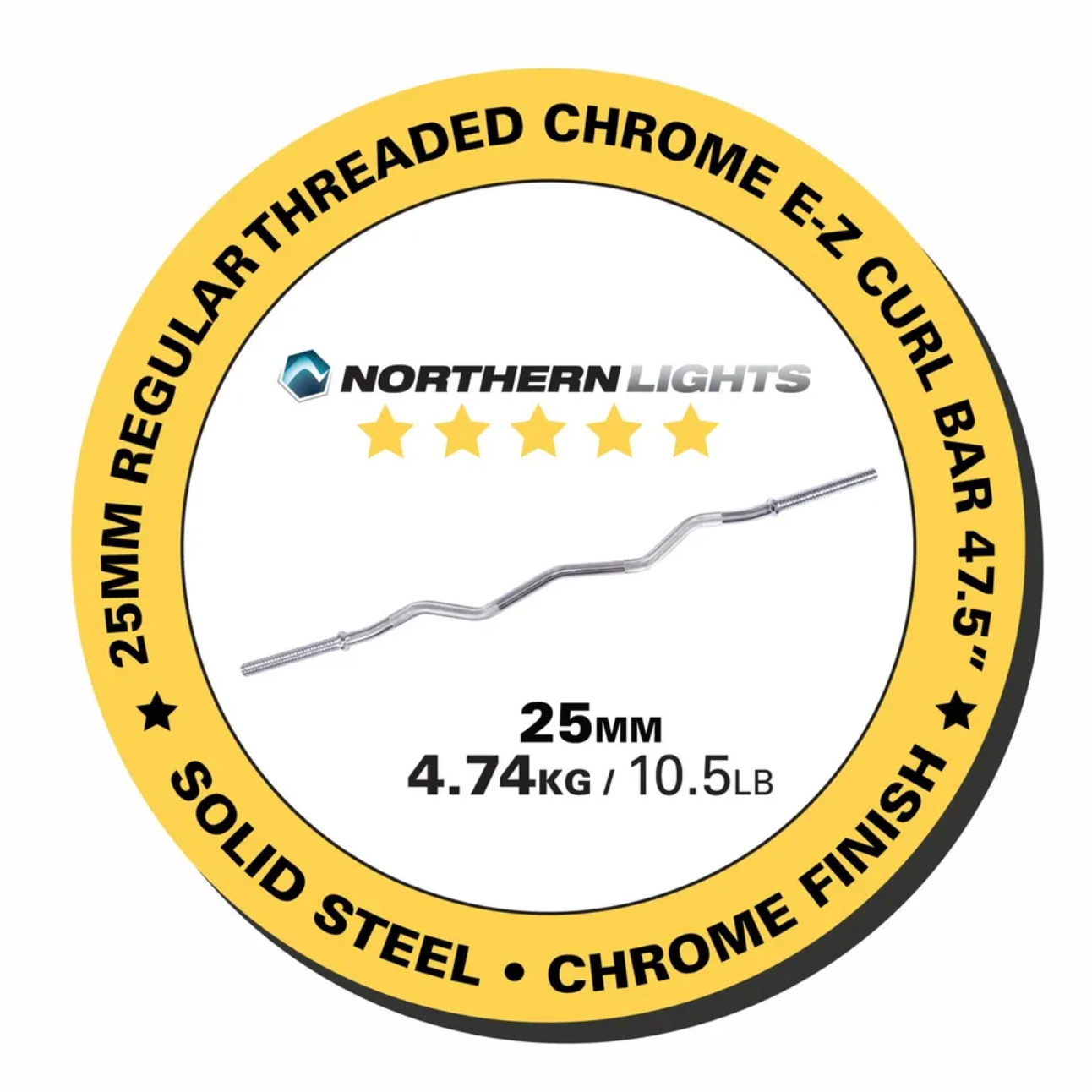 Barre de curling E-Z chromée à filetage régulier Northern Lights - Fitness Dépôt +