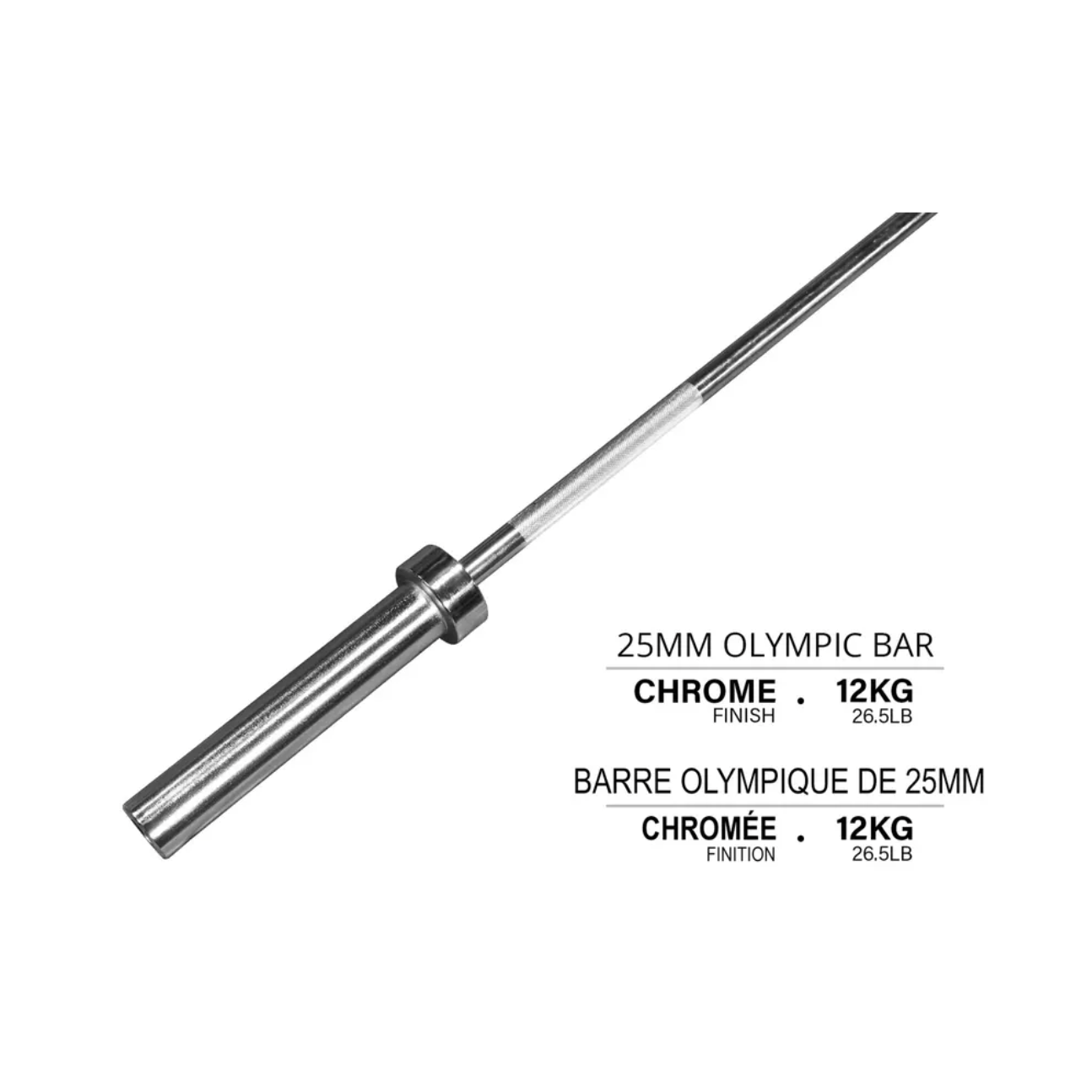 Barre olympique, 60", chrome - Fitness Dépôt +