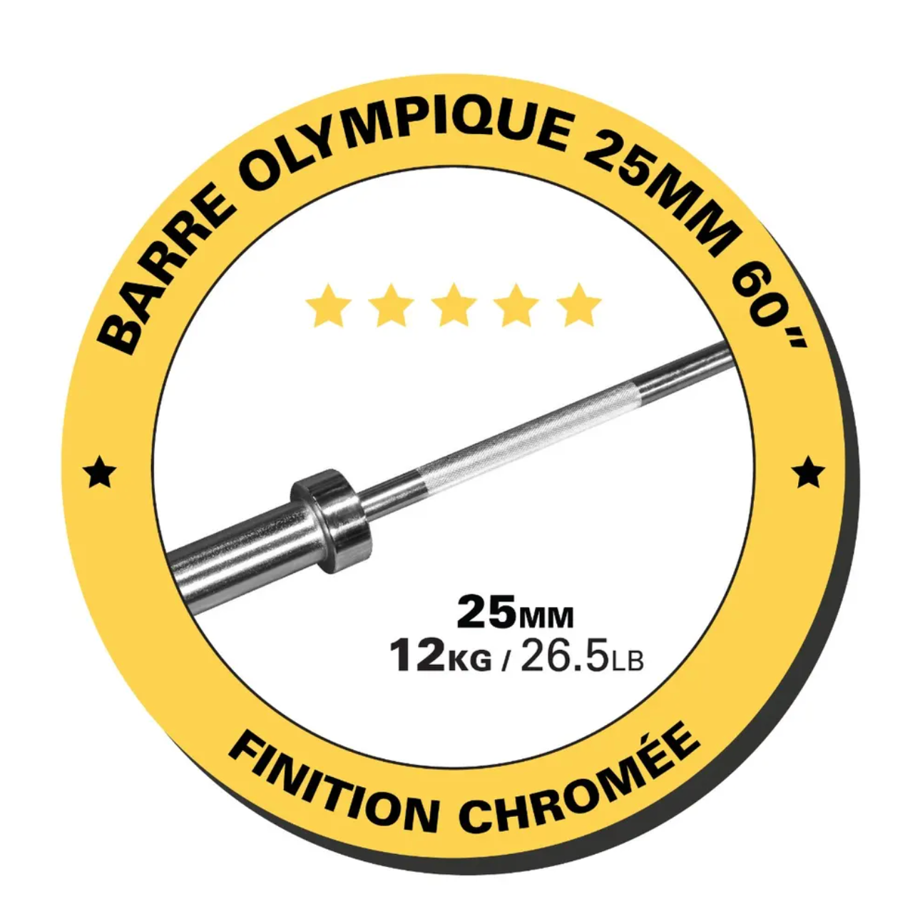 Barre olympique, 60", chrome - Fitness Dépôt +