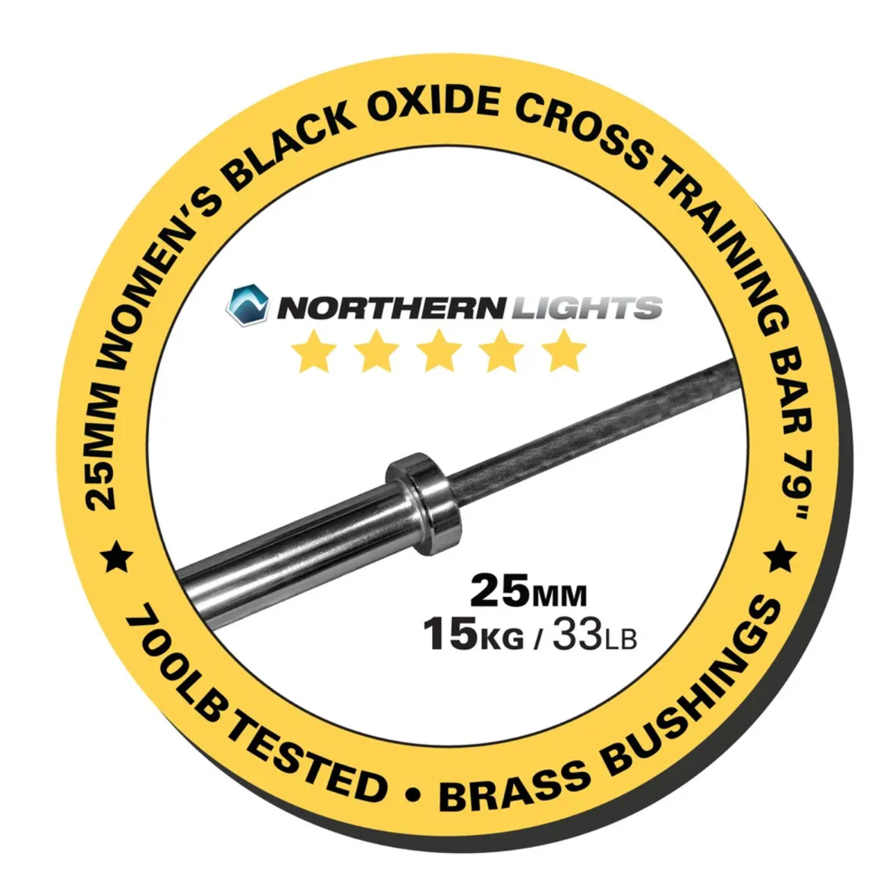 Barre CrossFit olympique commercial pour femmes, 25 mm, 33 lb, cerakote noir - Fitness Dépôt +