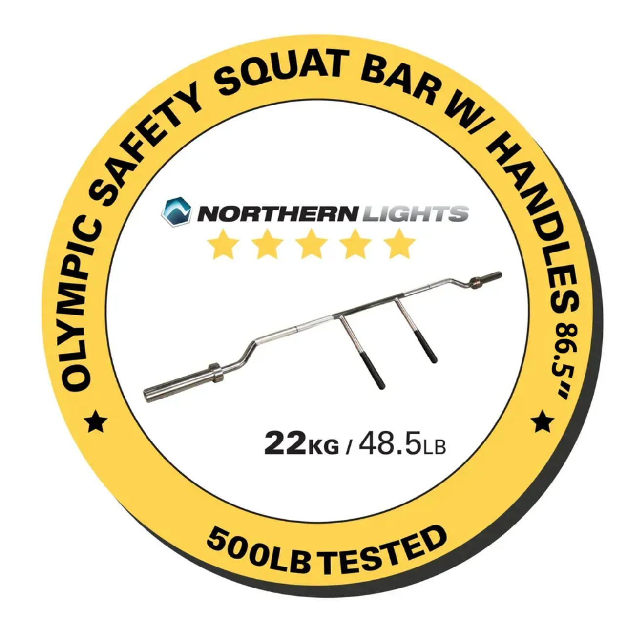 Barre de squat de sécurité olympique Northern Lights avec poignées - Fitness Dépôt +