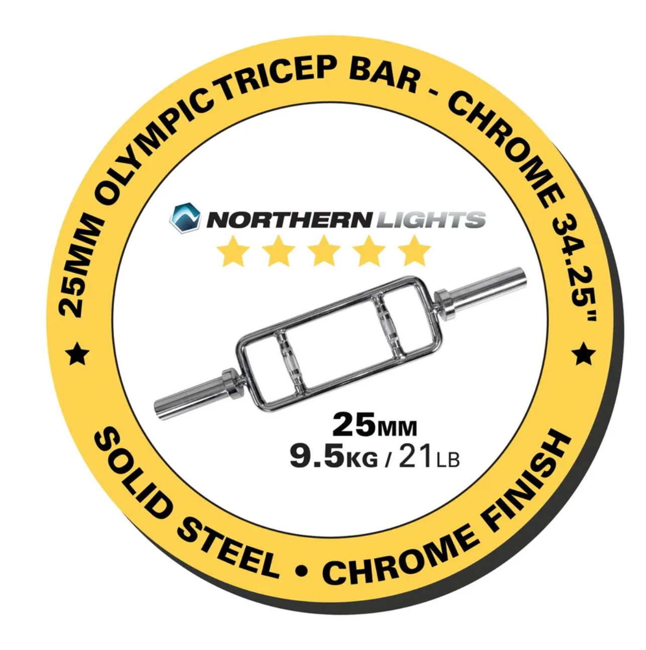 Barre de triceps olympique Northern Lights - Chrome - Fitness Dépôt +