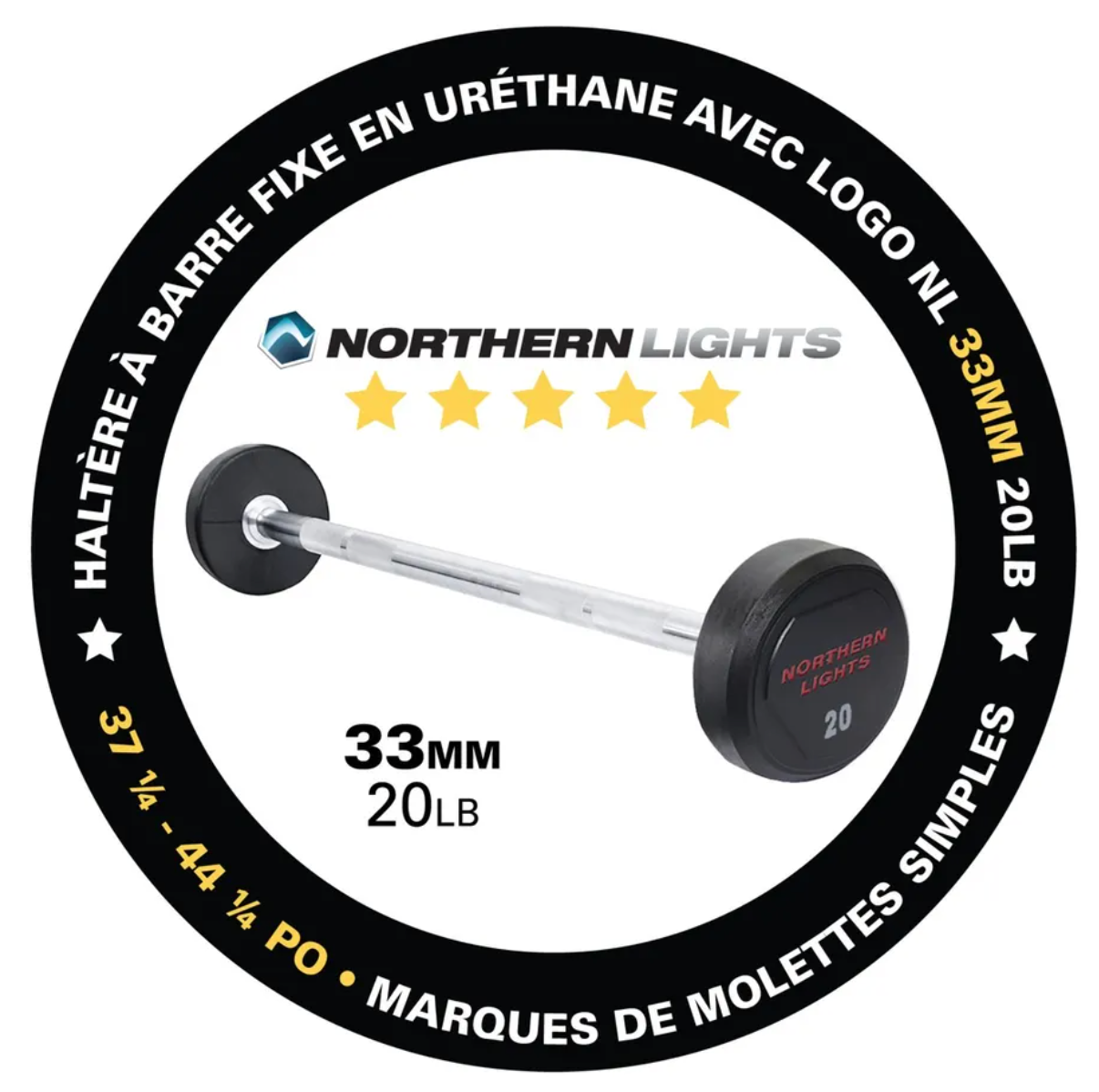 Barre fixe en uréthane avec logo Northern Lights NL - Fitness Dépôt +