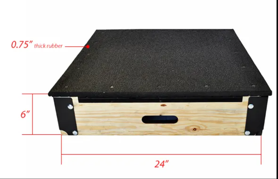 Northern Lights Plyo Box Dessus en bois/caoutchouc, 24" x 24" x 6" de haut - Fitness Dépôt +