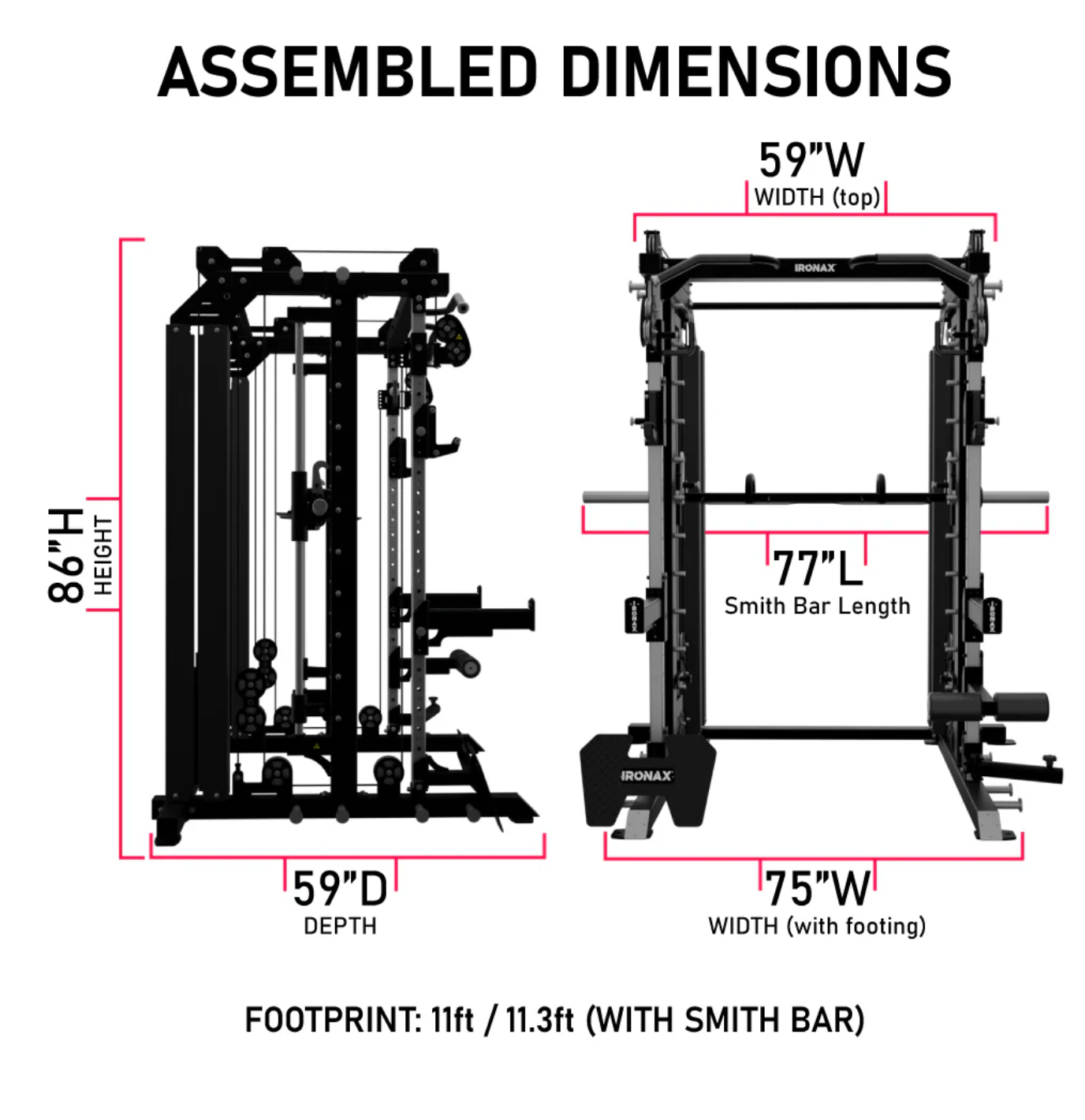 Bundle Smith machine Ironax – Smith + banc + barre + poids - Fitness Dépôt +