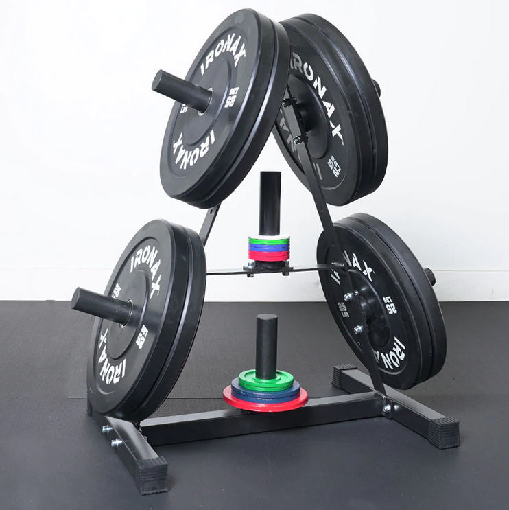 Rack a bumper plate et poids olympique Ironax - Fitness Dépôt +
