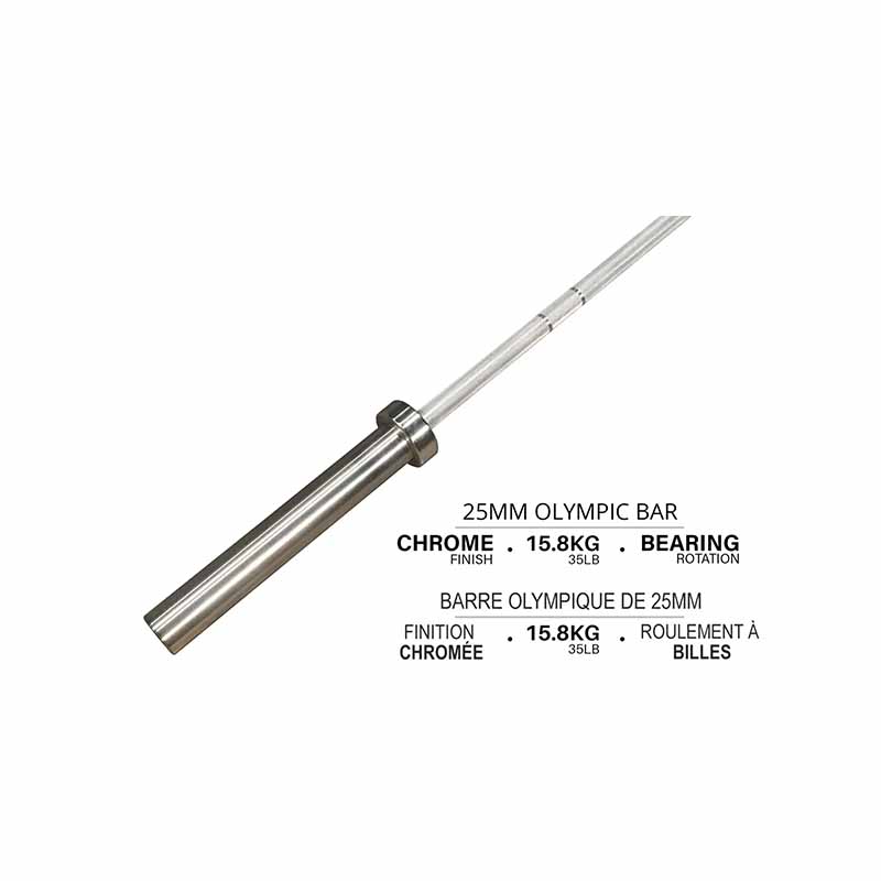 Barre olympique Northern Lights - 79", 25 mm, 35LB - Bearing - Fitness Dépôt +