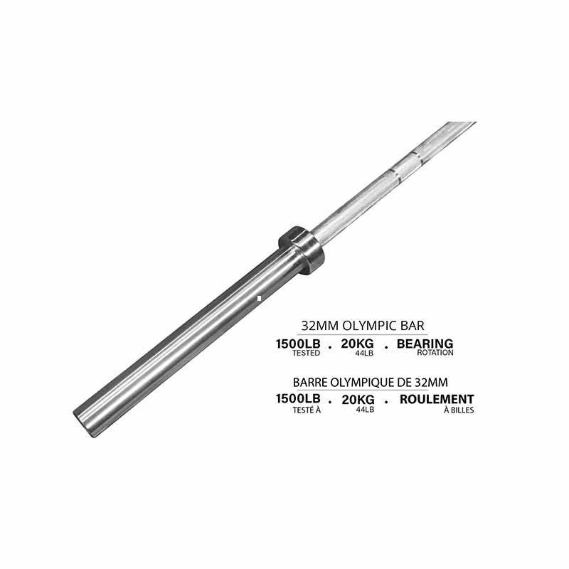 Barre olympique Northern Lights - 86", 32 mm, 44LB - Roulement - Fitness Dépôt +