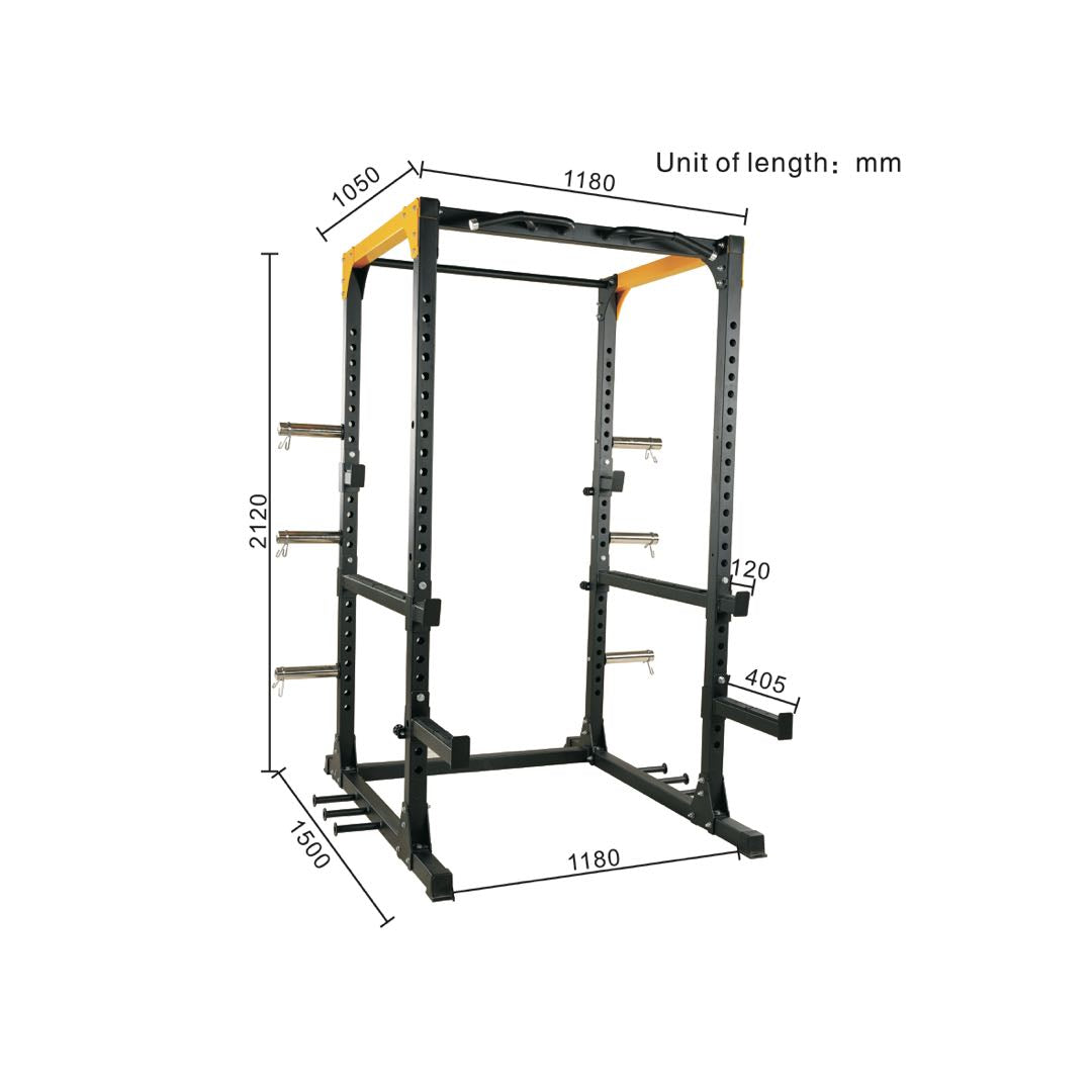 Rack a squat Noir et jaune - Fitness Dépôt +